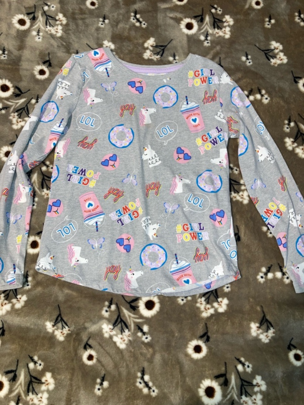 Girls' Gray Long-Sleeve Tee Like New Size 6